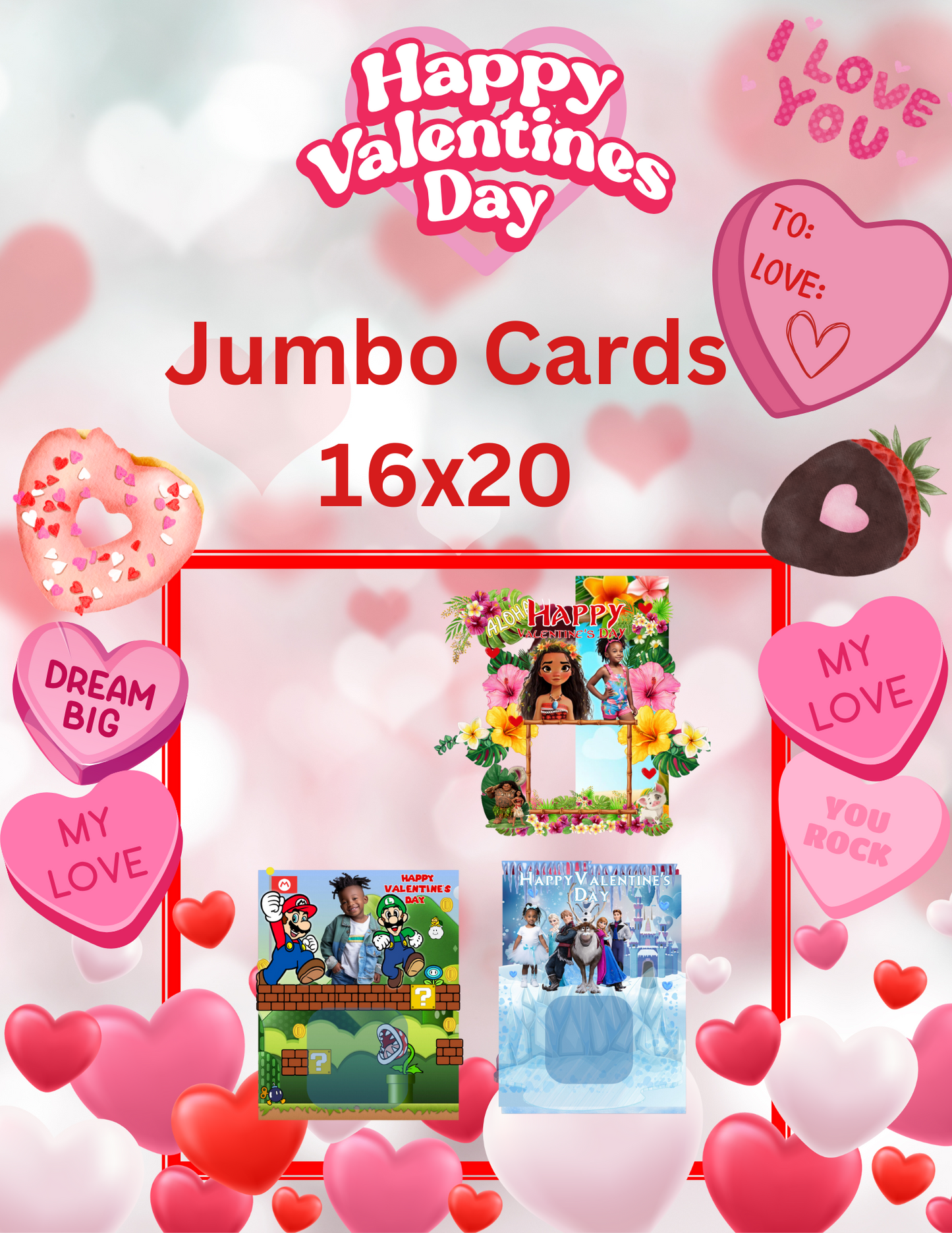 30 Editable Children Bundle Valentine Jumbo Cards (16x20) and (8 1/2x11) Digital Designs