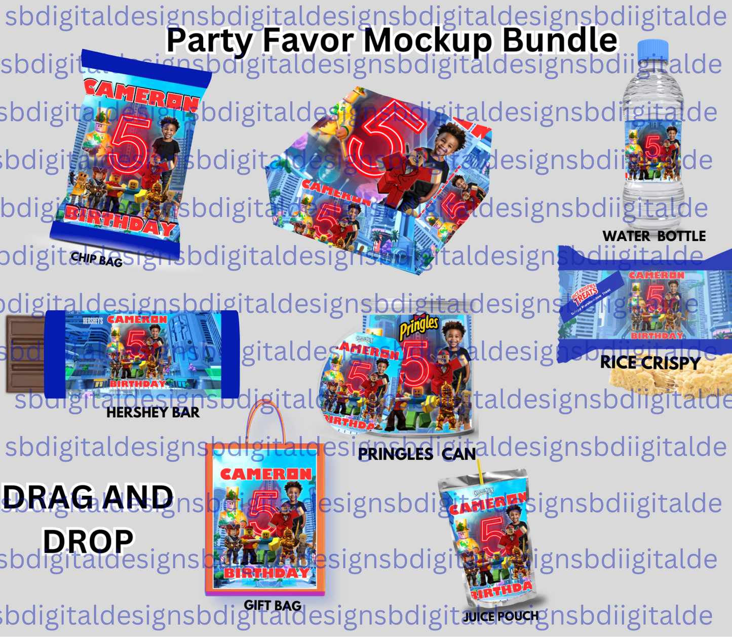 Roblox Party Favor Editable Template